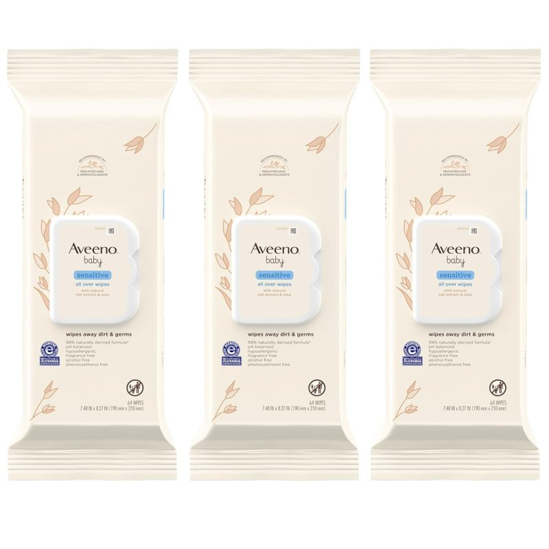 Aveeno Baby Sensitive All Over Wipes with Aloe & Natural Oat Extract for Face,