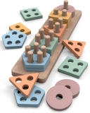 Best Baby GOPO TOYS Montessori Toys for 1+ Year Old – Wooden Shape Sorter & Stacking Puzzle